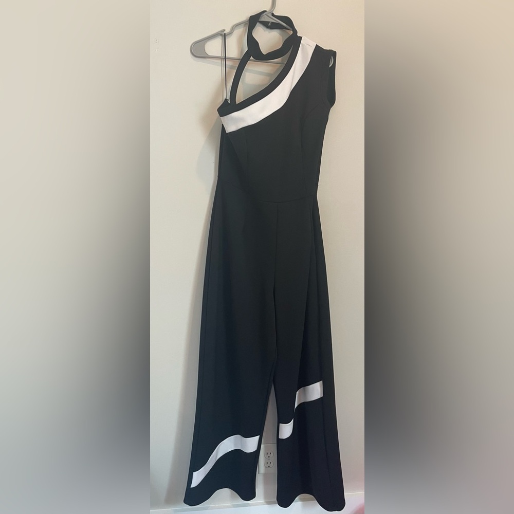 Black Asymmetrical Sheath Cocktail Jumpsuit